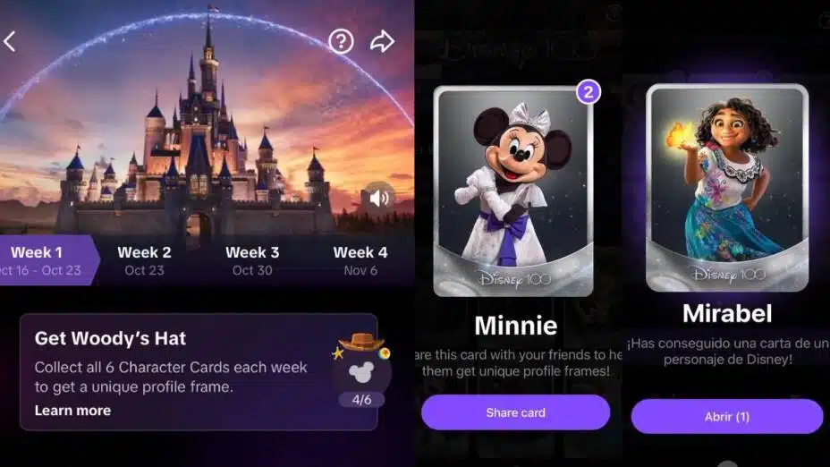 Cartas coleccionables de Disney en TikTok