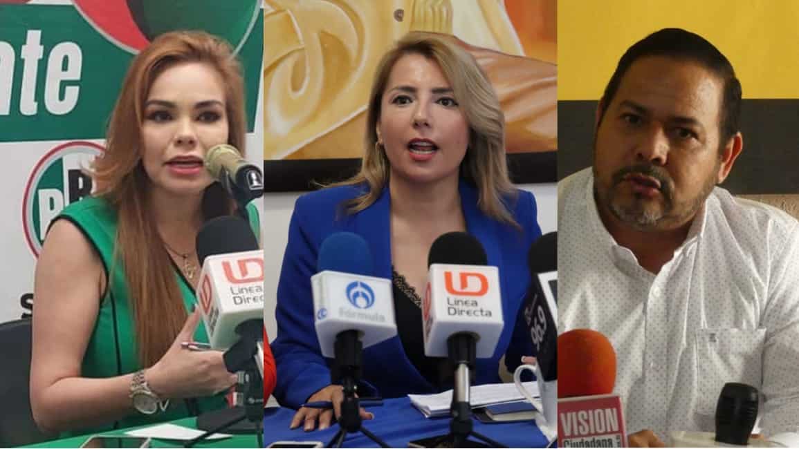 Presidentes de sus partidos en conferencias de prensa