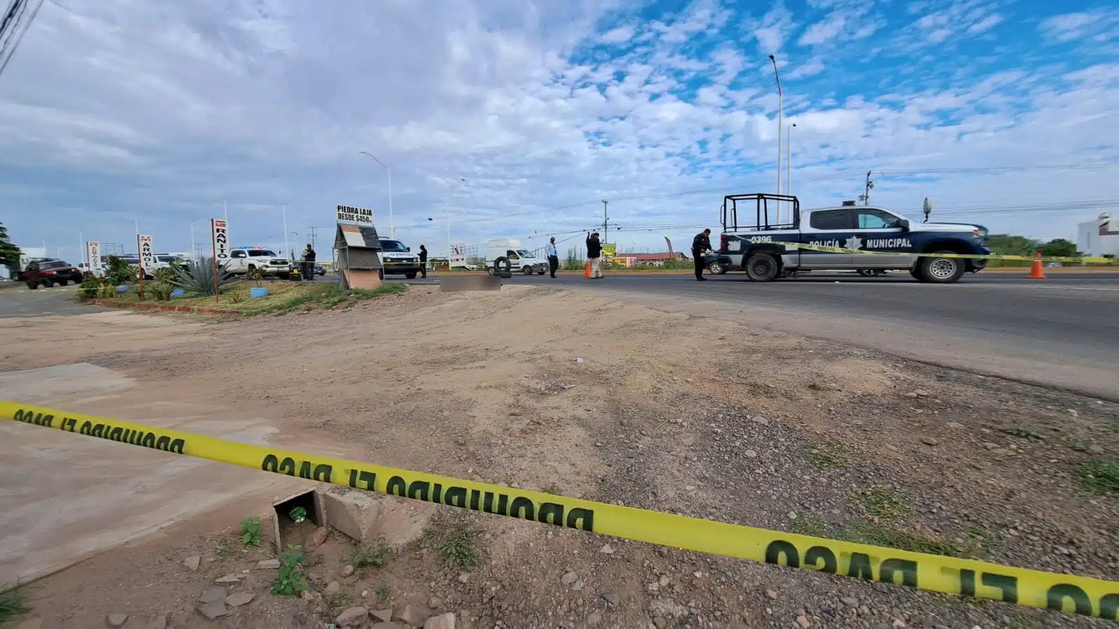 Zona acordonada donde se encontró el cadáver de la persona