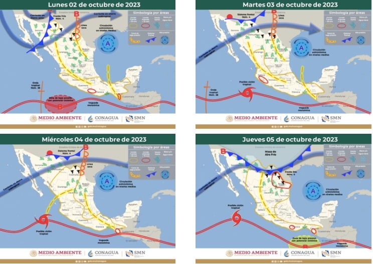 Mapa de pronóstico de sistemas meteorológicos