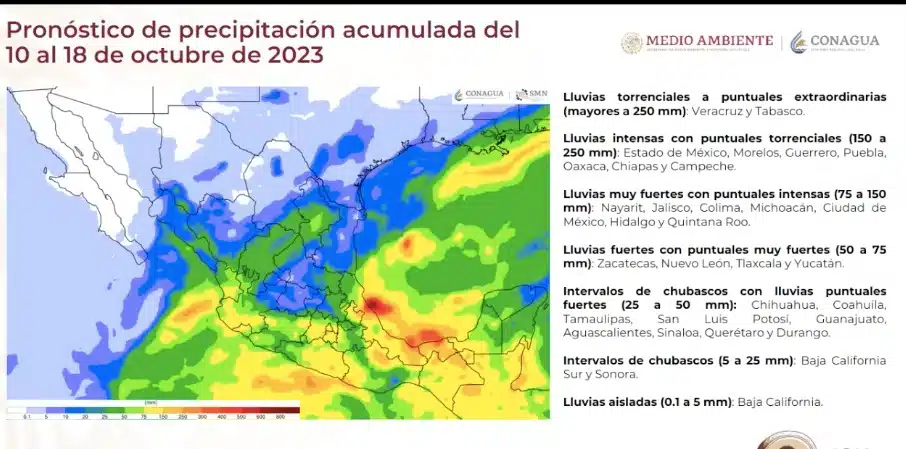 Mapa de pronóstico de lluvias