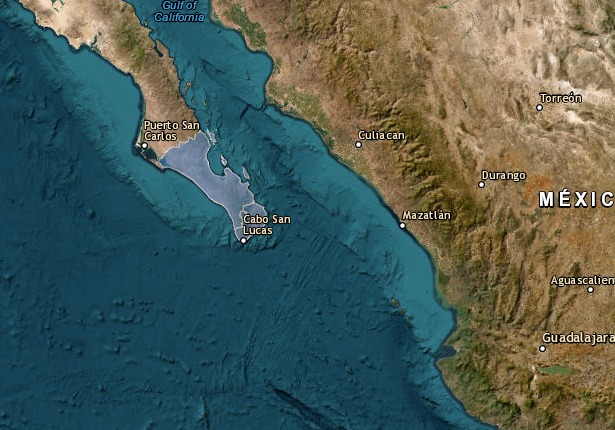 Mapa que muestra BCS como punto de impacto de ciclón Norma