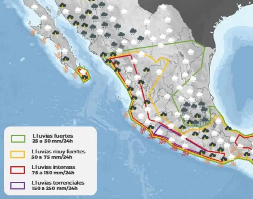 Mapa de tiempo climático en México