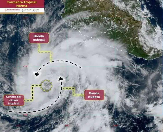 Tormenta tropical Norma vista desde satelite