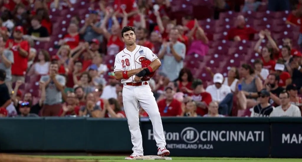 Alejo López en su paso por Grandes Ligas con los Rojos de Cincinnati