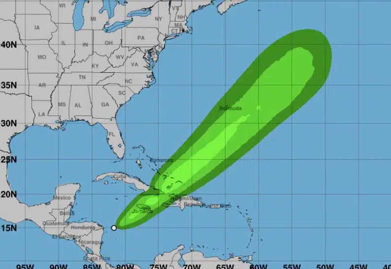 Ciclón Veintidós en aguas del mar Caribe