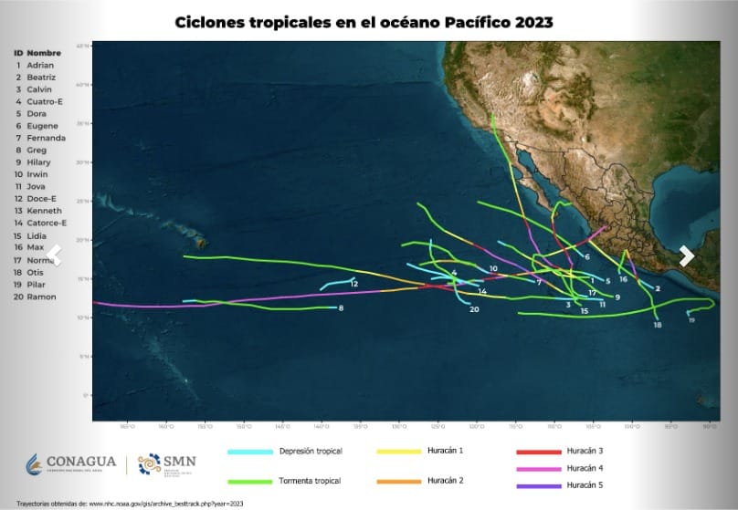Así fue el registro de sistemas tropicales en el océano Pacífico