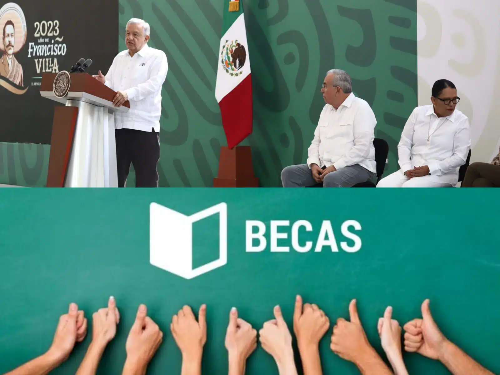 AMLO junto a Rubén Rocha Moya y Rosa Icela Rodríguez en la conferencia mañanera desde Culiacán, Sinaloa