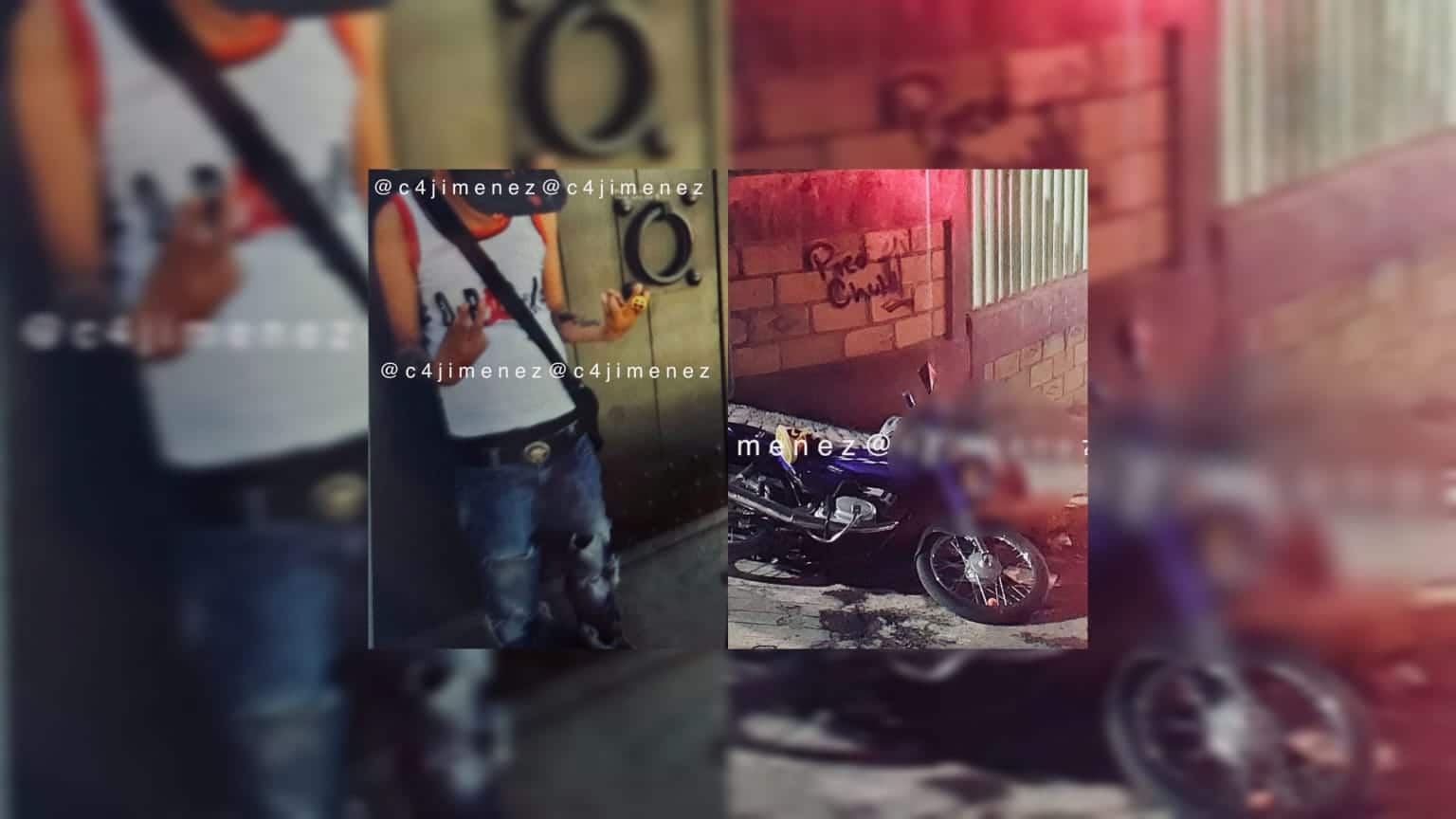 Jovencito con gorra mirando hacia abajo y a un lado otra foto del mismo joven asesinado en una moto que está en el suelo