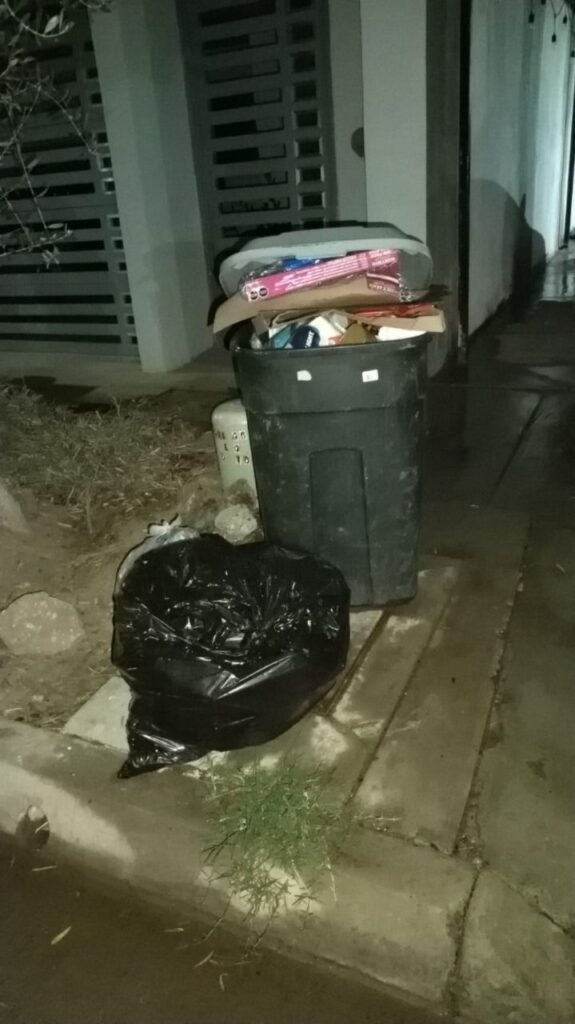 Bolsas y botes de basura en Los Mochis
