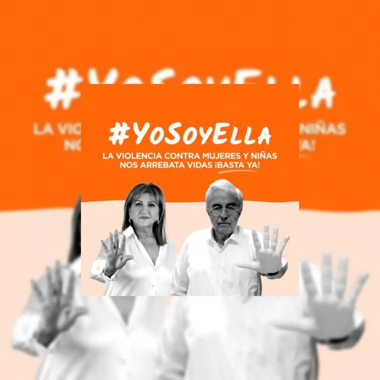 Secretaria de las Mujeres, Tere Guerra, y el gobernador Rubén Rocha, en publicidad a campaña contra la violencia hacia las mujeres