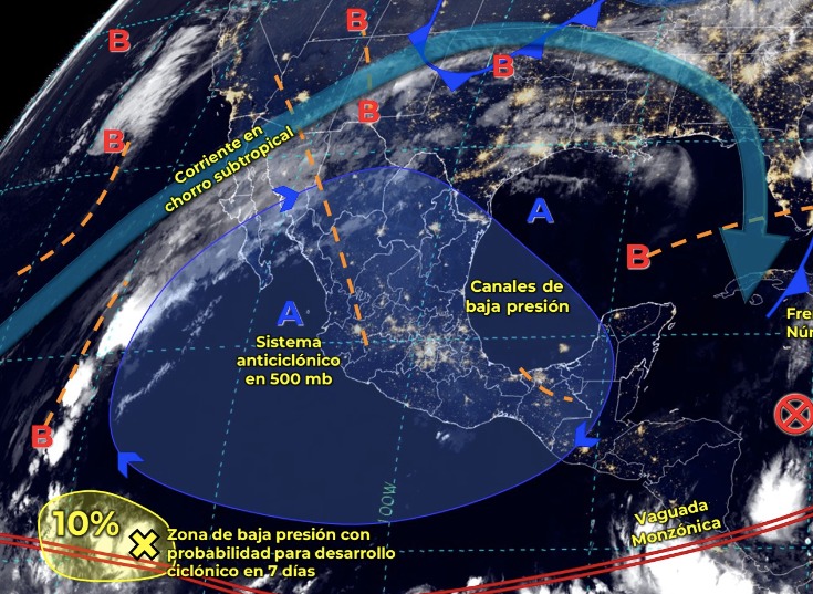 Mapa del Servicio Meteorológico Nacional con sistemas activos