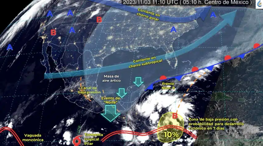 Mapa del Servicio Meteorológico Nacional con sistemas activos