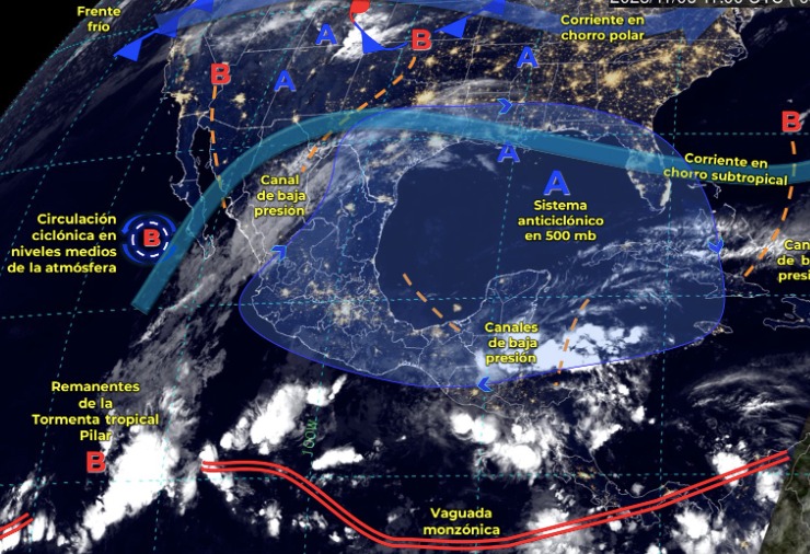 Mapa del Servicio Meteorológico Nacional con sistemas activos