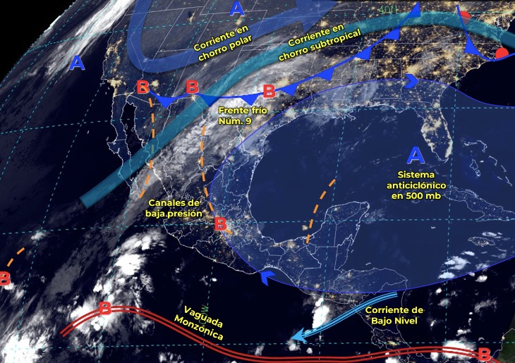 Mapa del Servicio Meteorológico Nacional con sistemas activos