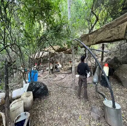 El aseguramiento del narcolaboratorio se registró en la zona serrana de Badiraguato, Sinaloa.