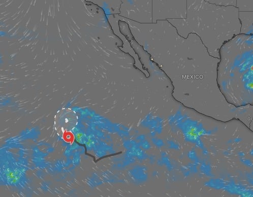 Ubicación de la depresión tropical Veinte-E en el océano Pacífico