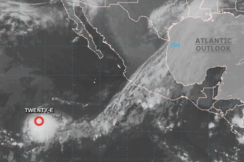 Ubicación de la depresión tropical en el océano Pacífico