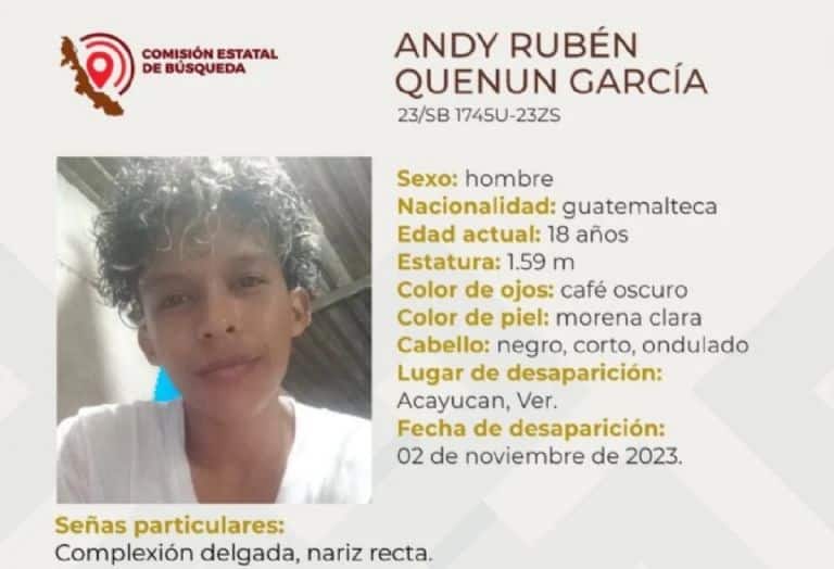 Desaparece adolescente guatemalteco en Veracruz; no lo ven desde el 2 de noviembre