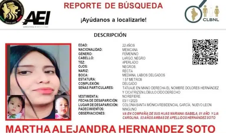 Desaparecen madre e hijas en Nuevo León; desde el 3 de noviembre ya no volvieron a casa