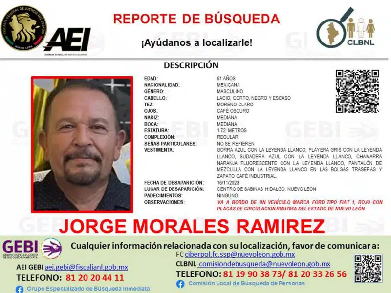 Jorge Morales desapareció cuando iba rumbo a su trabajo lo has visto