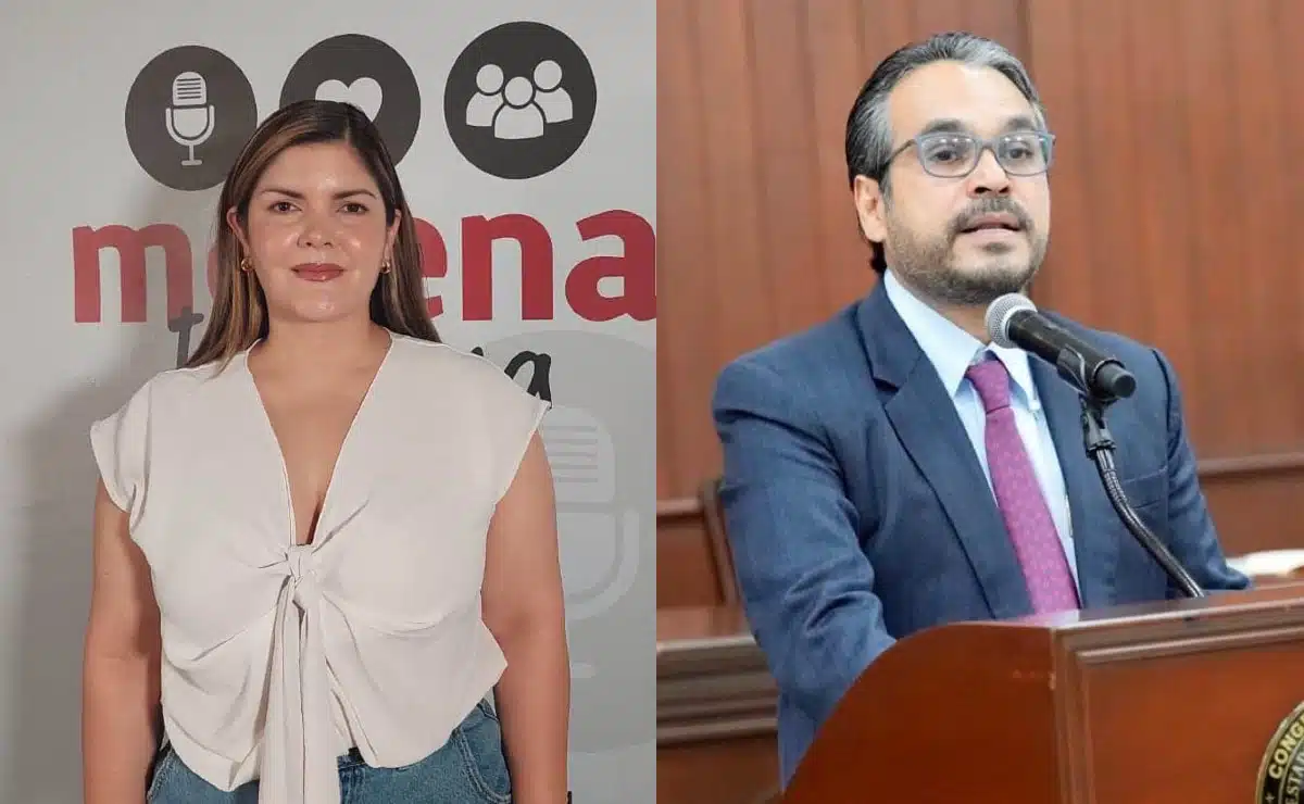 Merary Villegas Sánchez, presidenta de Morena en Sinaloa y Sergio Mario Arredondo Salas, diputado local