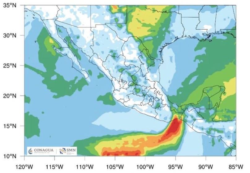 Mapa que muestra pronóstico de vientos