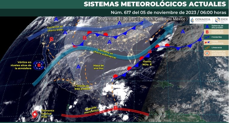 Clima en México noviembre 5 de 2023