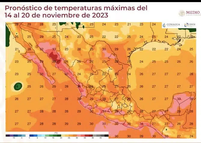 Temperaturas máximas del 14 al 20 de noviembre en México