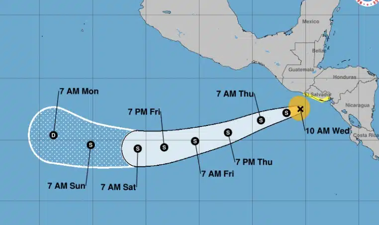 Trayectoria del posible desplazamiento de la tormenta tropical Pilar