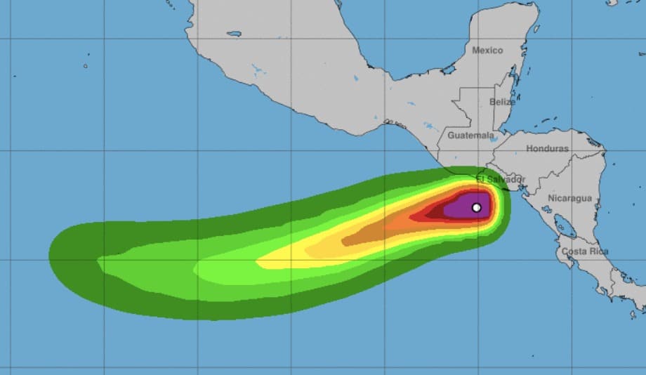 Ubicación de la tormenta tropical Pilar