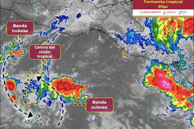 Ubicación de la tormenta tropical Pilar