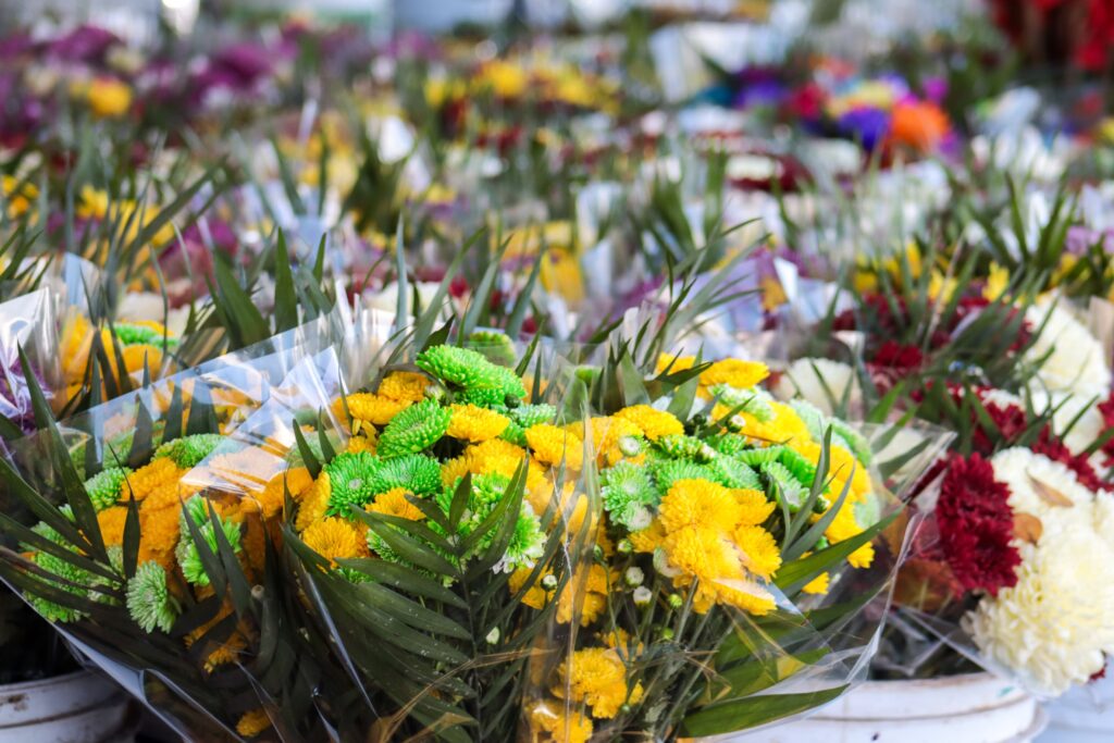 Flores para la venta del Día de muertos