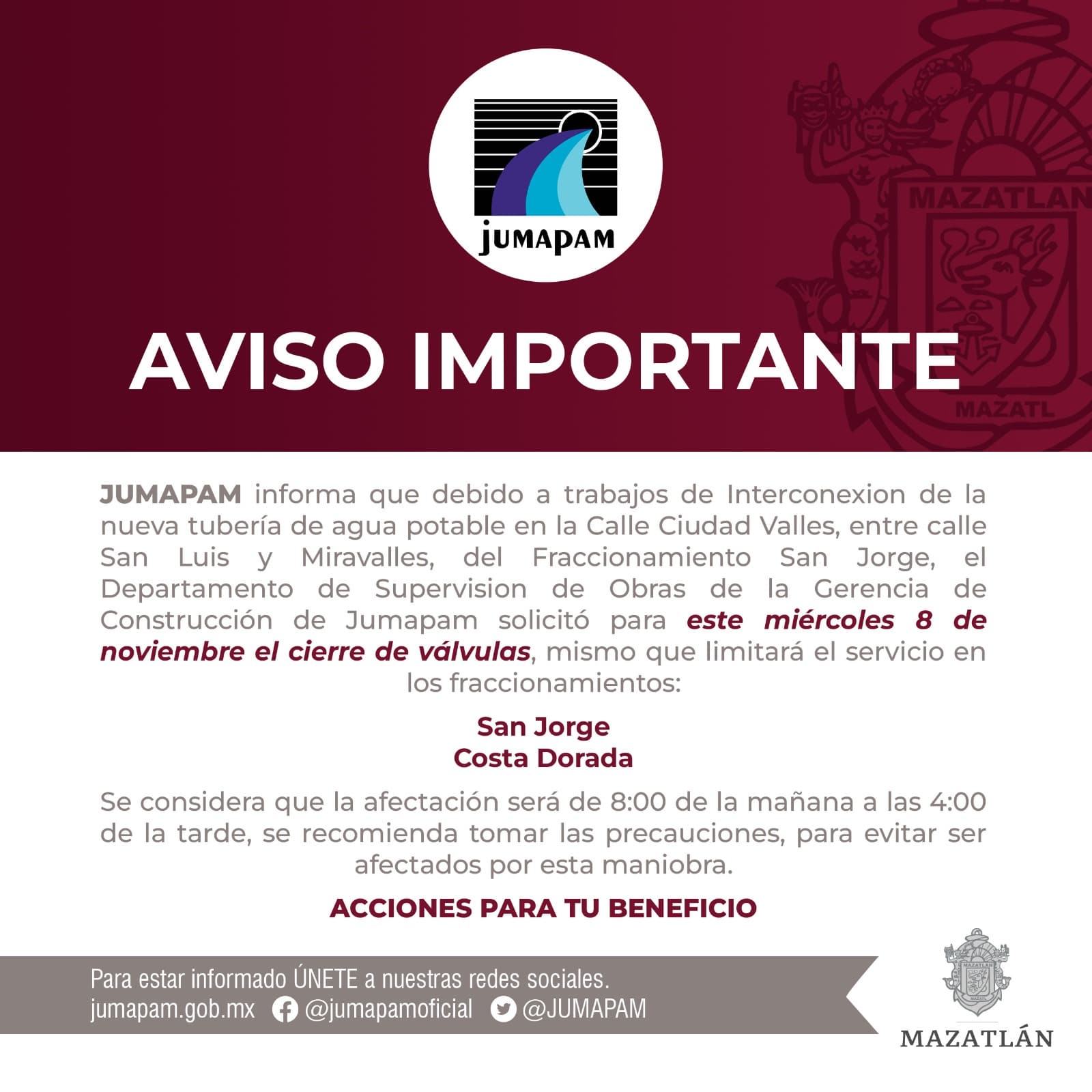 Suspensión aviso jumapam