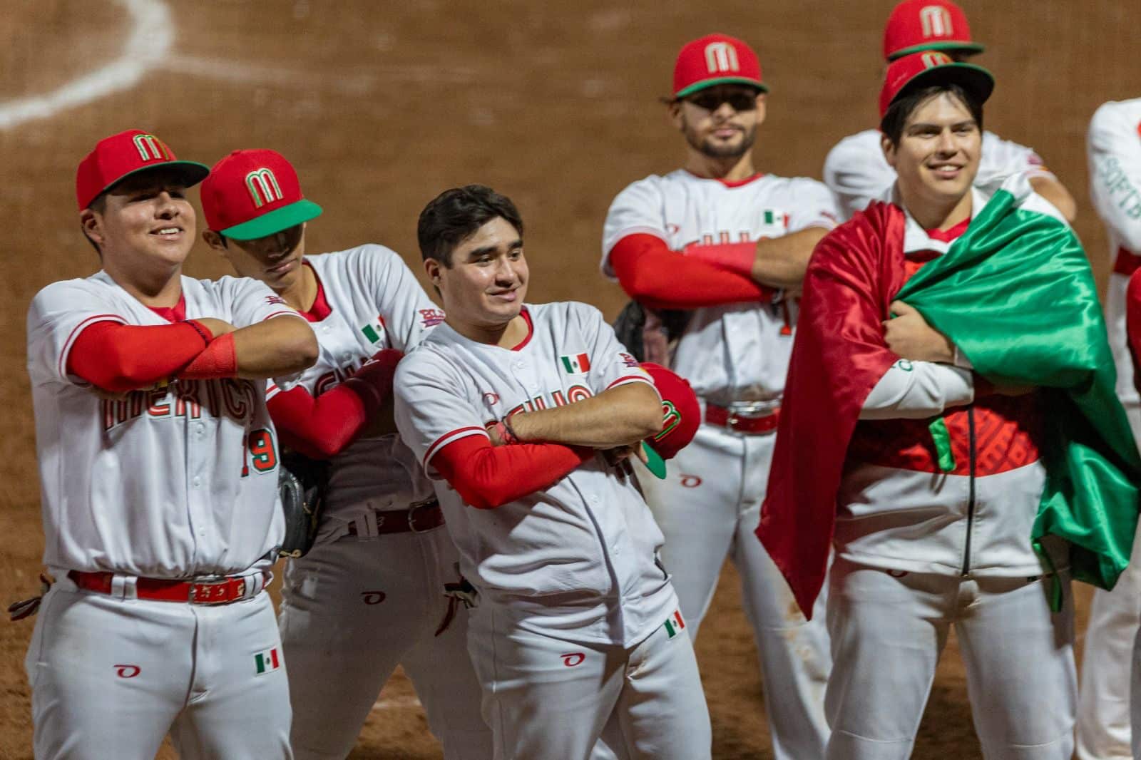 Yahir Yerena (Culiacán) and Derek Anceno (Los Mochis) celebrating victory against Canada