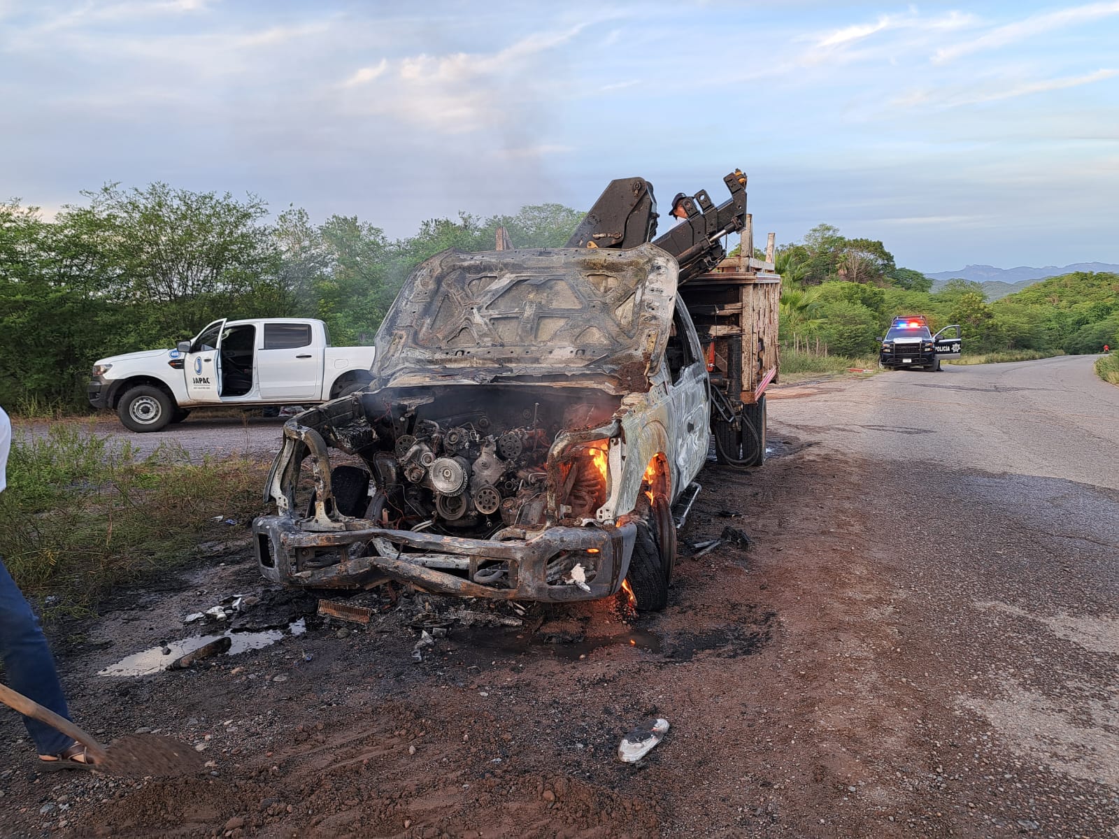 Incendio en grúa de la Japac