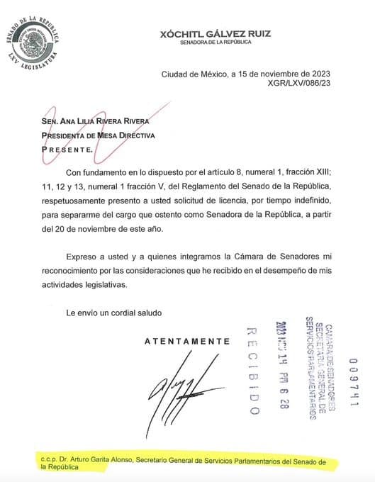 Carta de solicitud de separación de cargo 