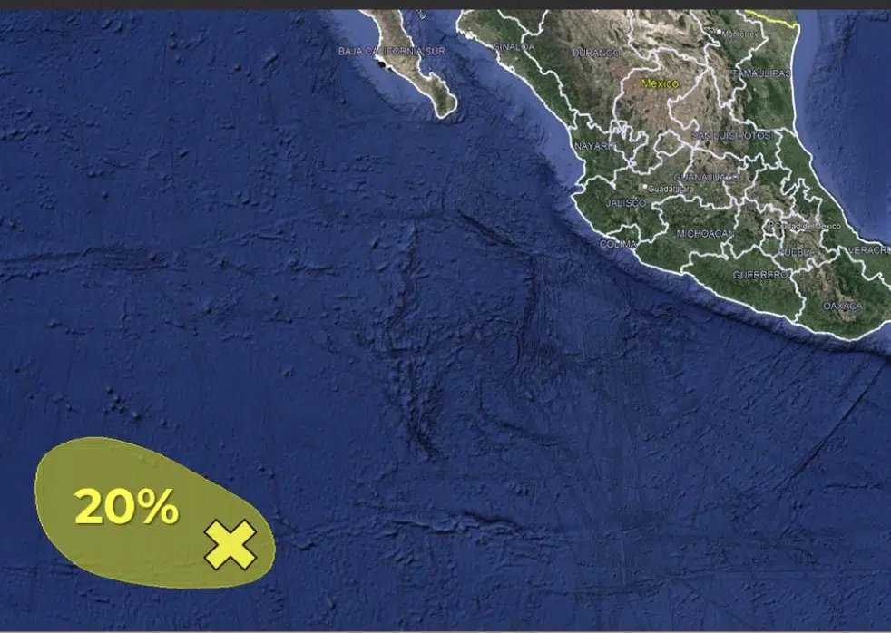 Ubicación de la zona de baja presión en el océano Pacífico