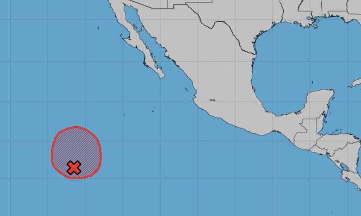 Ubicación de una zona de baja presión en el océano Pacífico