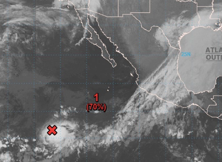 Ubicación de una zona de baja presión en el océano Pacífico