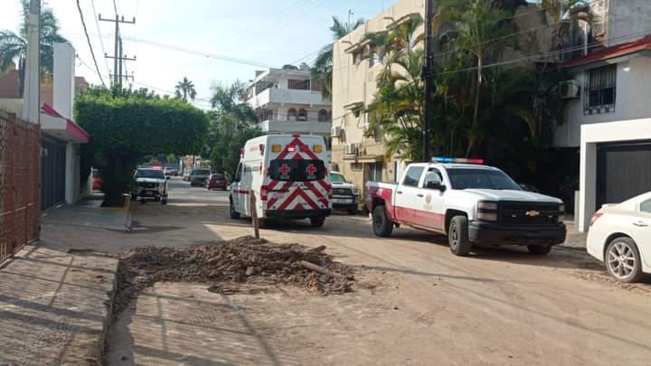 Cruz roja en el lugar del incendio.