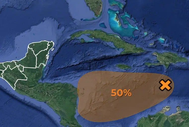 Disturbio tropical localizado en el mar Caribe