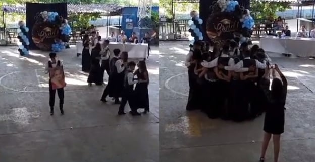 Joven se hace viral al bailar con el retrato de su madre en su graduación
