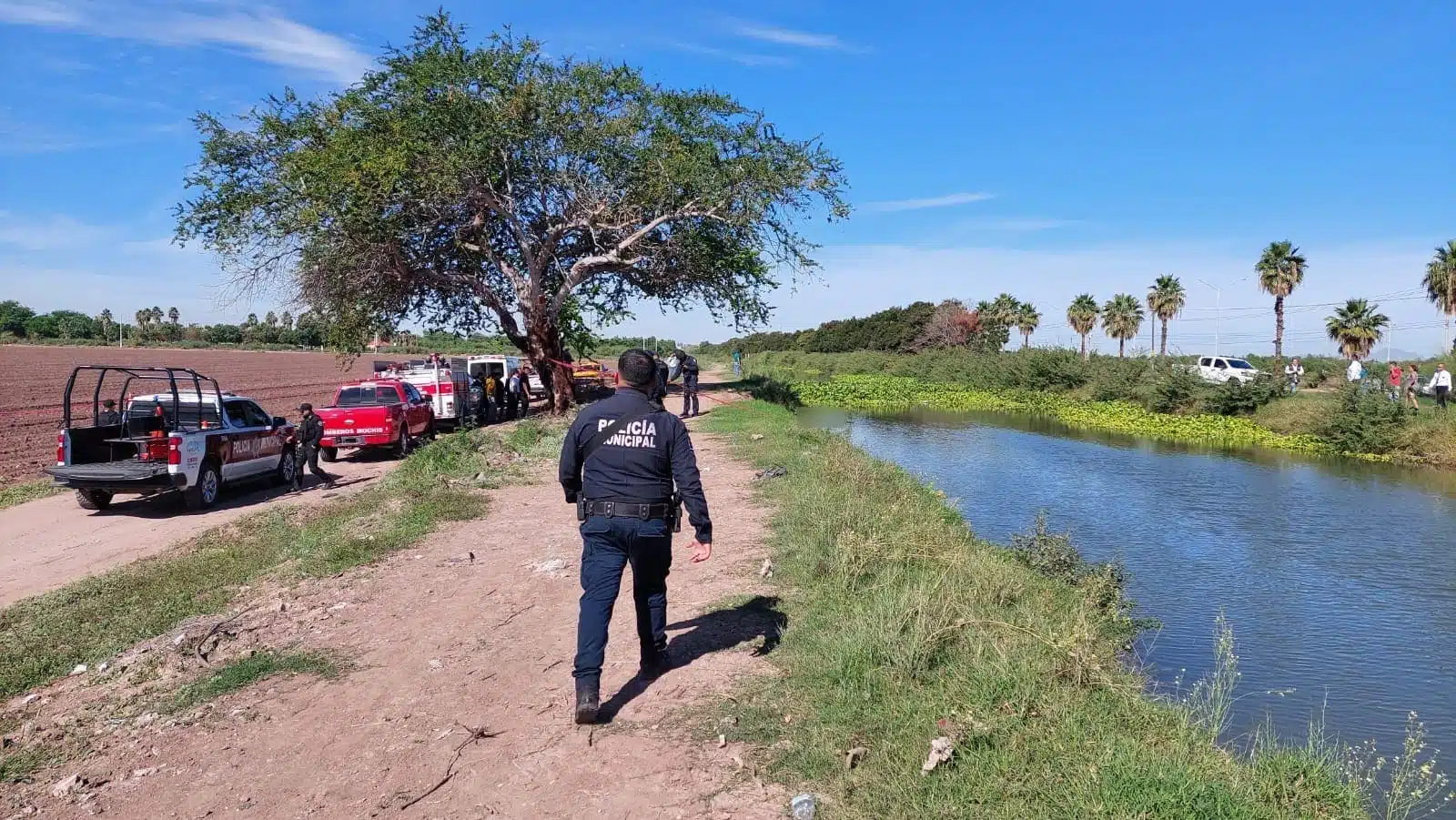 Lugar donde encontraron el cuerpo de una mujer flotando en un canal en Los Mochis