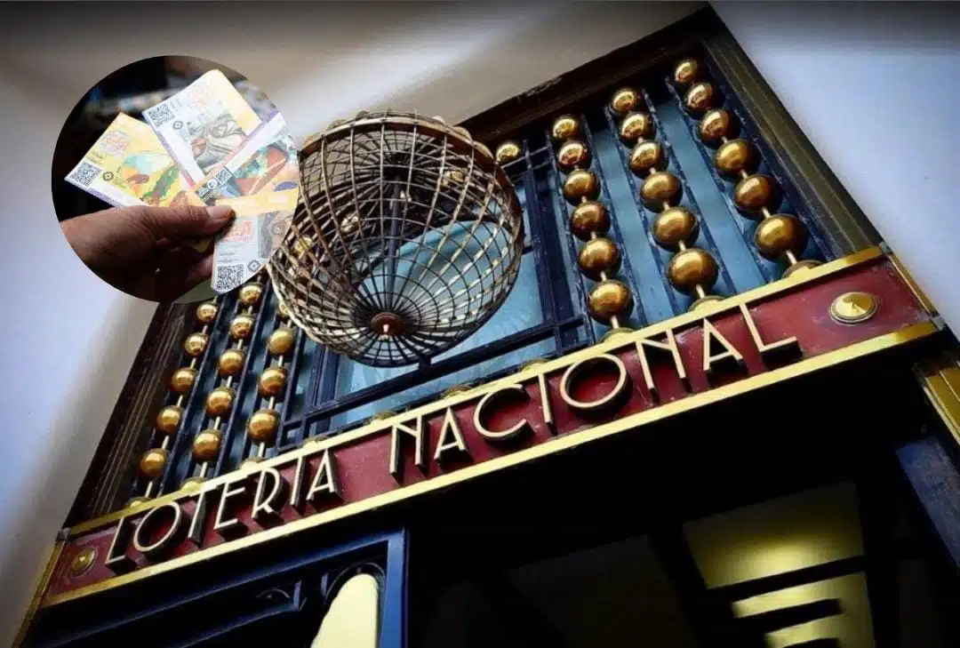 Fotografía de Lotera Nacional , en la esquina izquierda cachitos de lotería