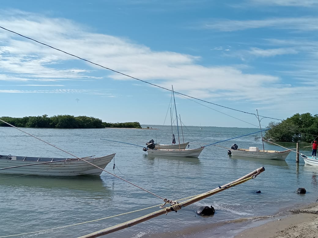 Lanchas estacionadas a la orilla del mar.