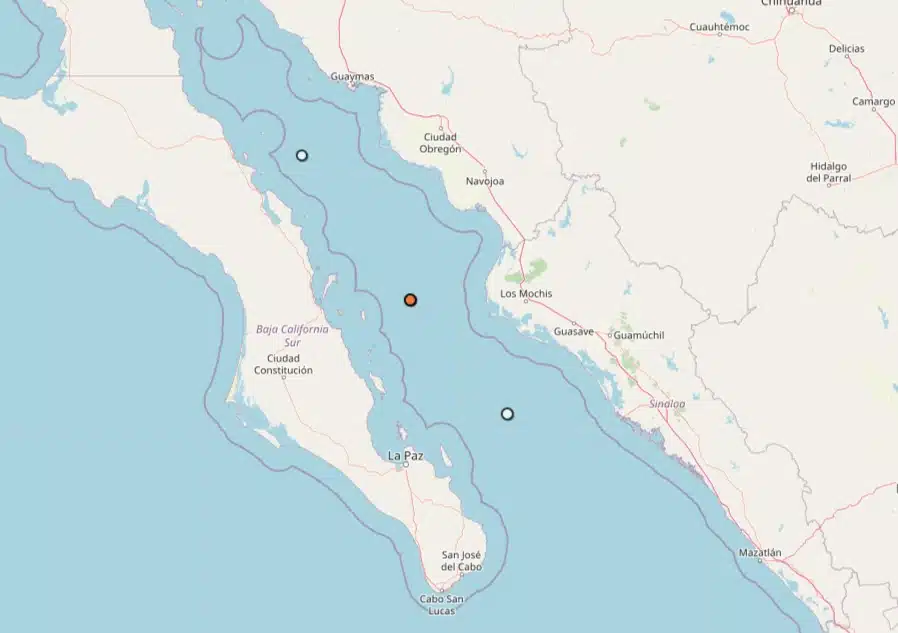 Mapa que muestra punto de zona de sismo