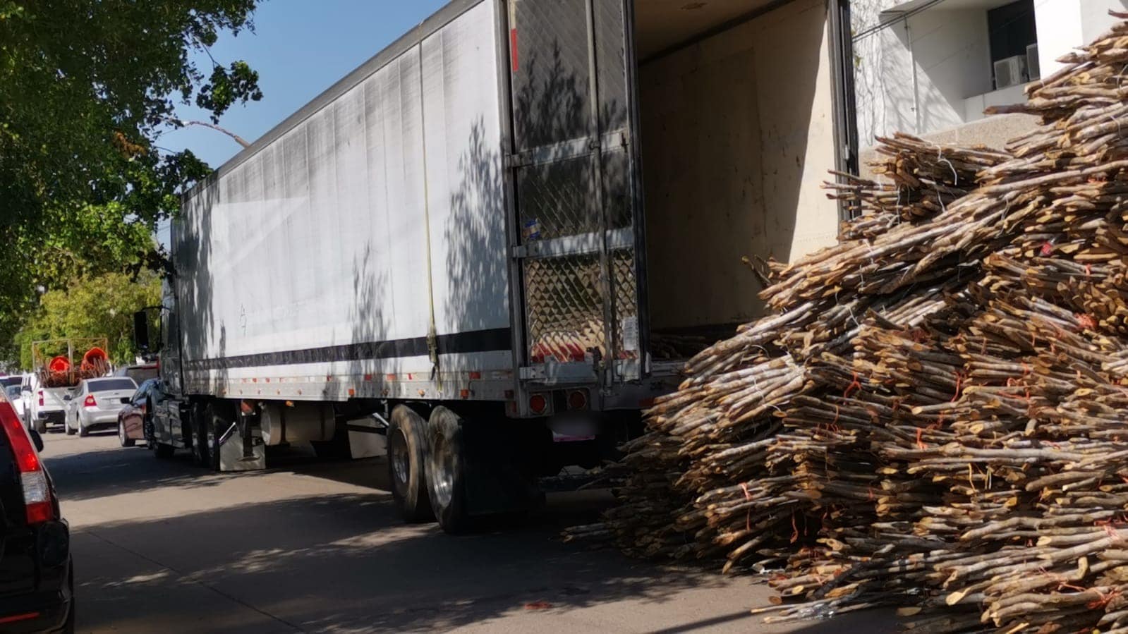 Tráiler cargado de leña
