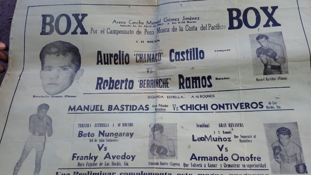 Volante donde se anunciaba una pelea de Aurelio “Chamaco” Castillo
