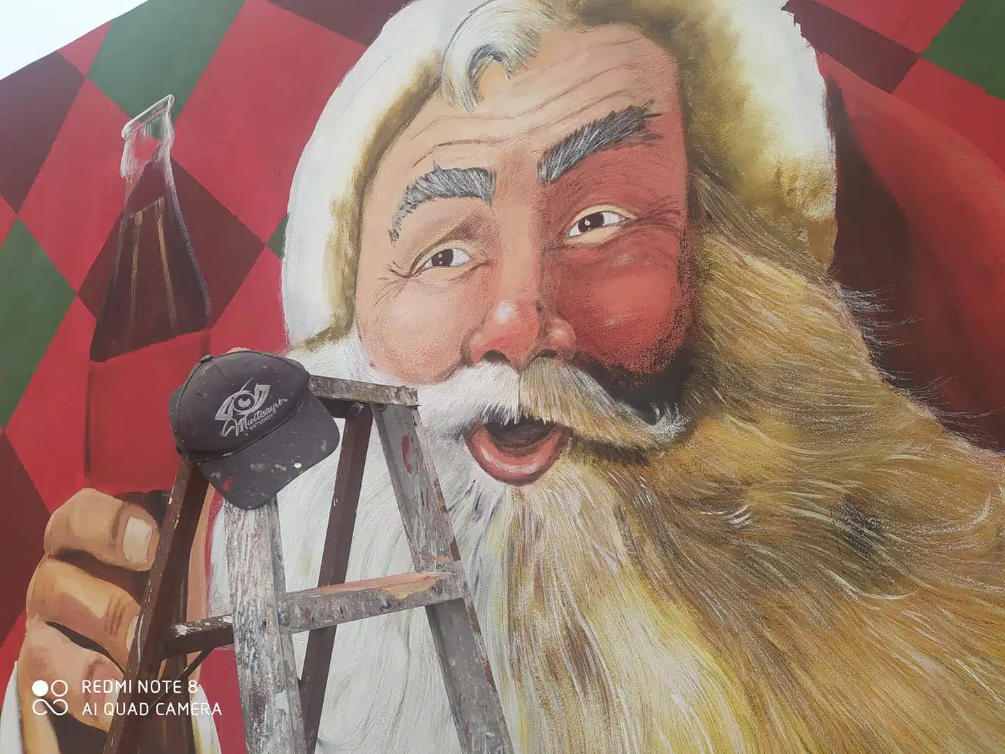 Pintura de Santa Claus en proceso por Martín Hernández